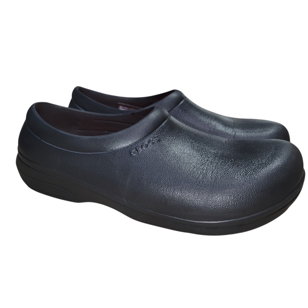 Crocs On The Clock LiteRide Clogs Black Slip Resistant Work Shoes Women's Size 9